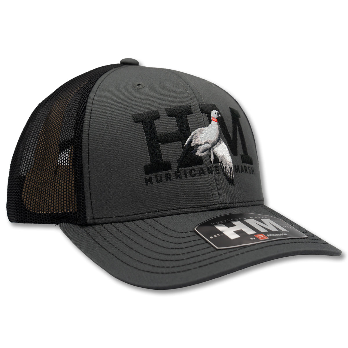 HM Logo Snow Goose Charcoal-Black Richardson 112 – Hurricane Marsh