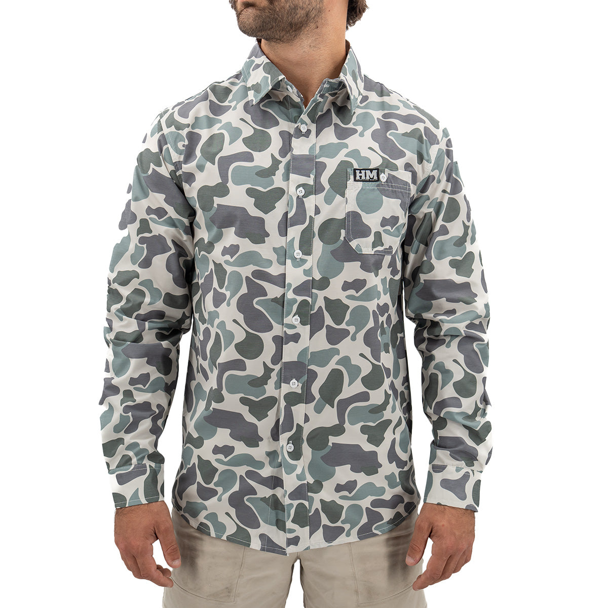 Button Up Green Performance Longsleeve – Hurricane Marsh Outfitters, image size:1200x1200