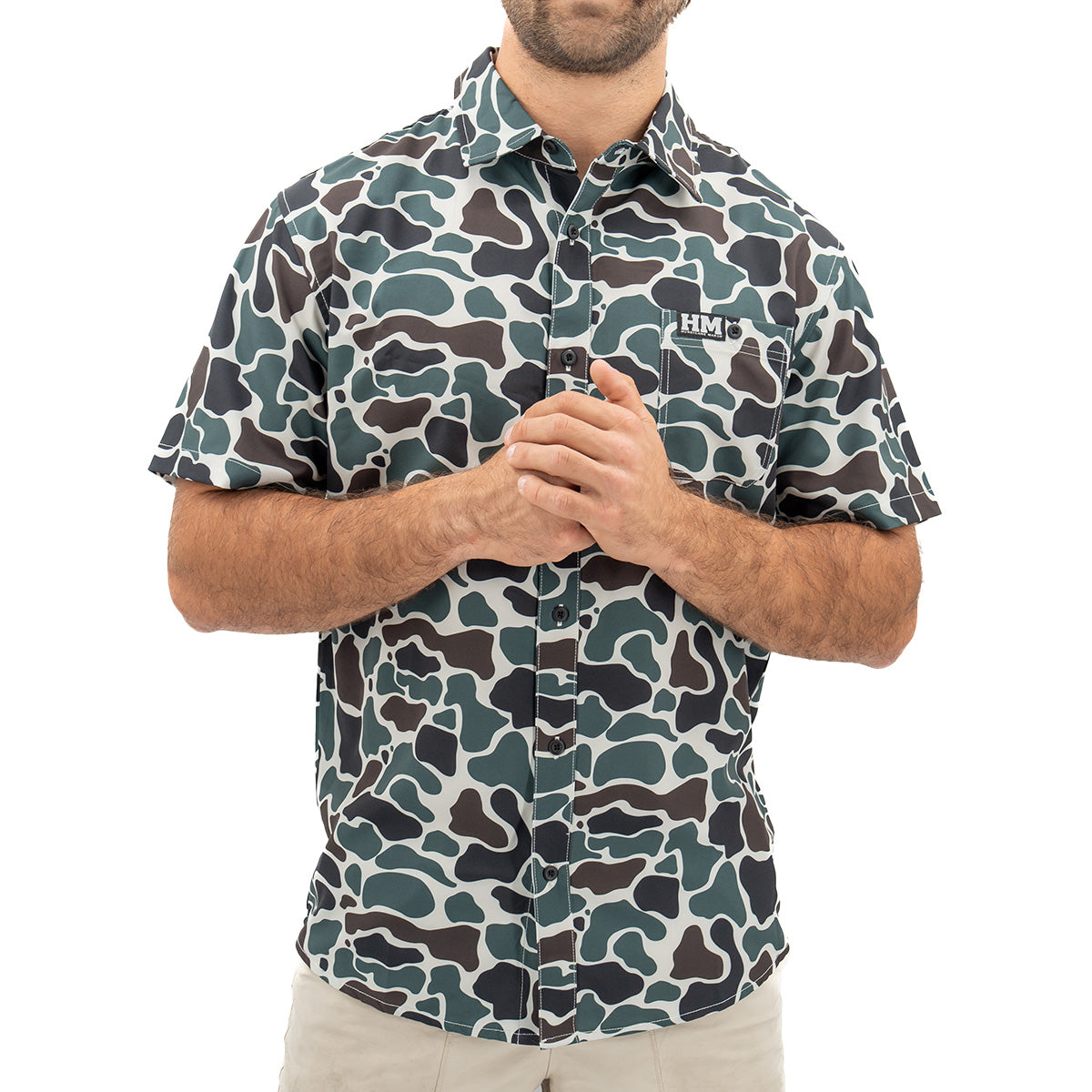 Button Up Performance Short Sleeve - Earth Camo Hurricane Marsh Outfitters Button Up Performance Short Sleeve - Earth Camo Hurricane Marsh Outfitters