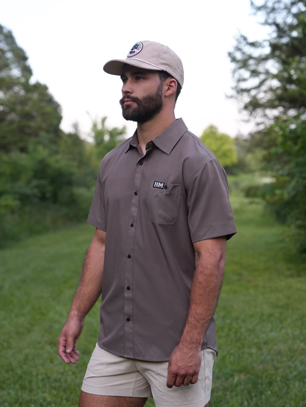 Fashion baseball cap with button up shirt