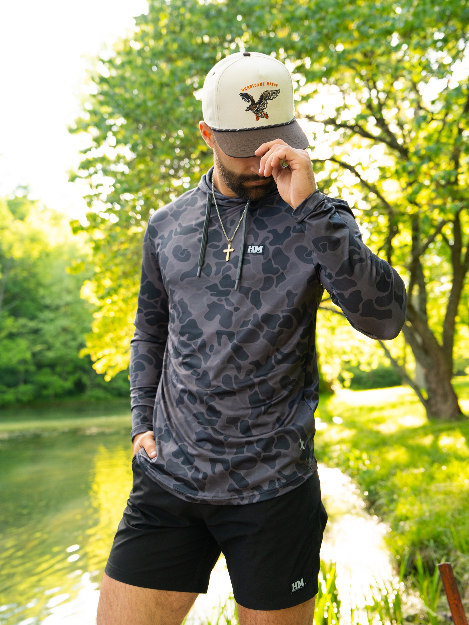 Pursuit Performance Hoodie - Gunmetal Camo – Hurricane Marsh
