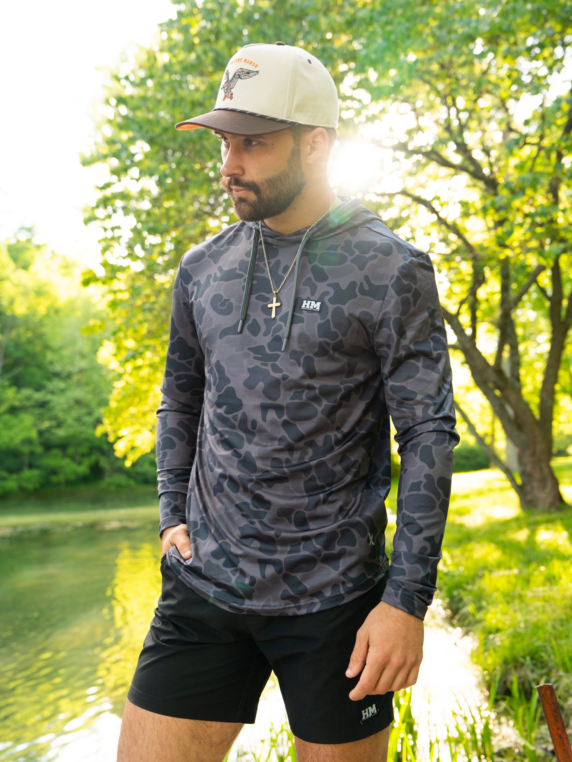 Pursuit Performance Hoodie - Gunmetal Camo – Hurricane Marsh