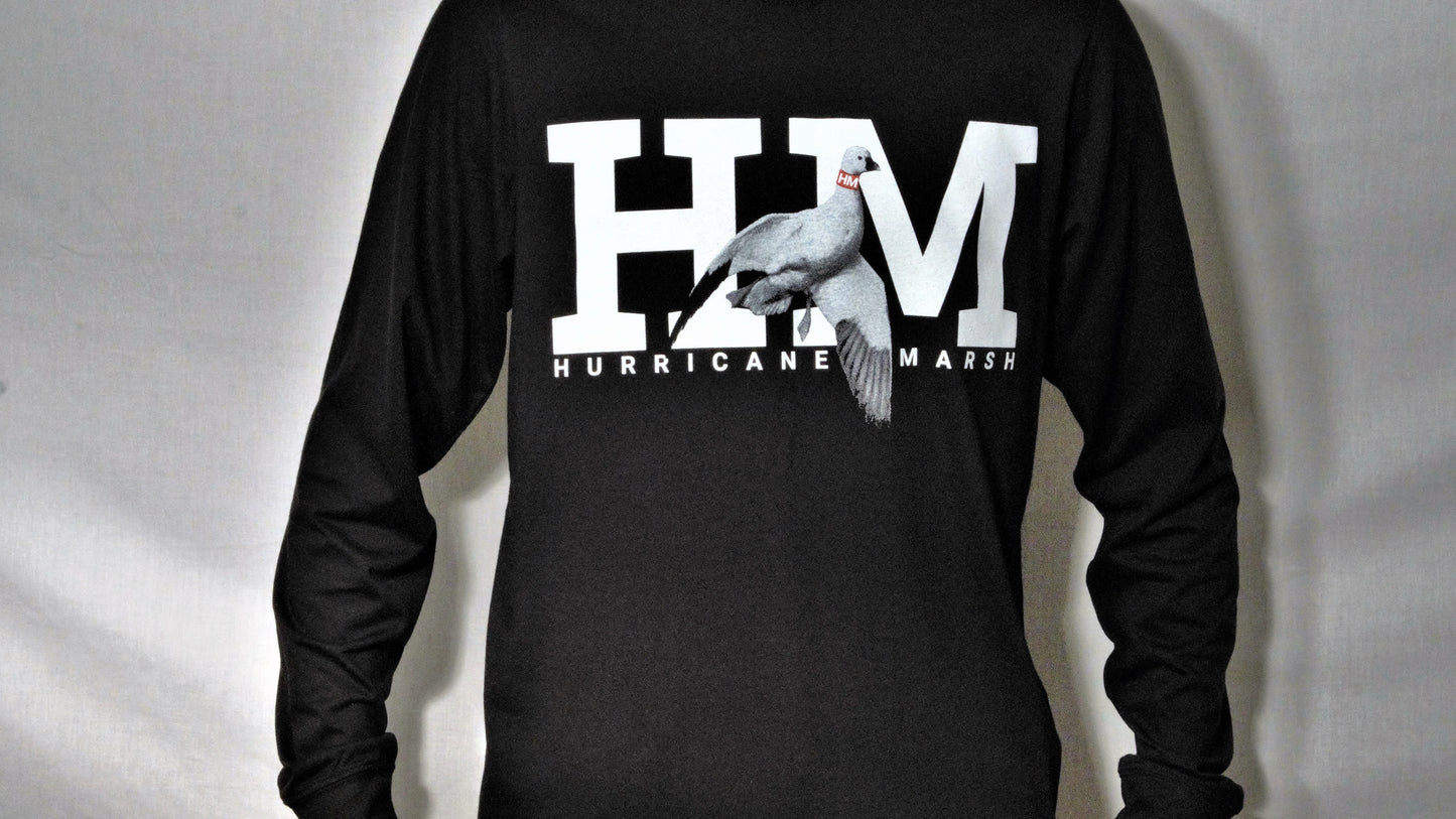 
                  
                    Hurricane Marsh Logo Snow Goose Black Long Sleeve T-Shirt
                  
                